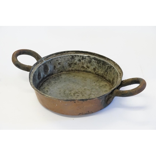 374 - An Antique Greek Iron handled and Copper Cooking Pan.