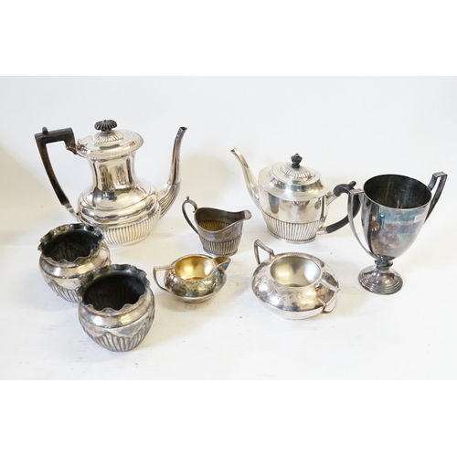 93 - A Silver Plated Coffee Pot and Tea Pot, Fern pots and various items of Silver Plate.