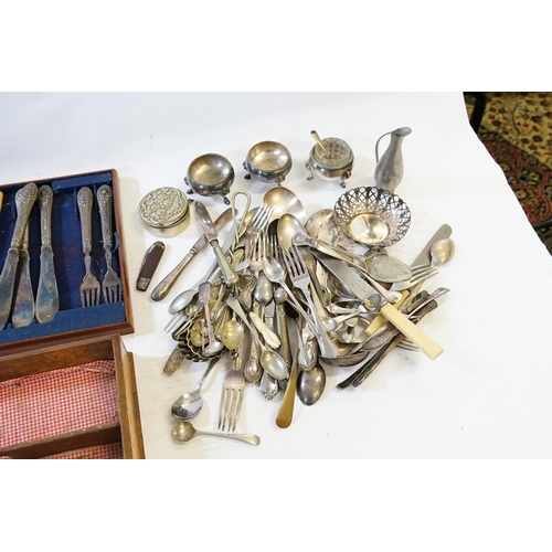 95 - A Silver Coloured White Metal Spoon dated 1846 along with various items of Silver Plate to include C... 