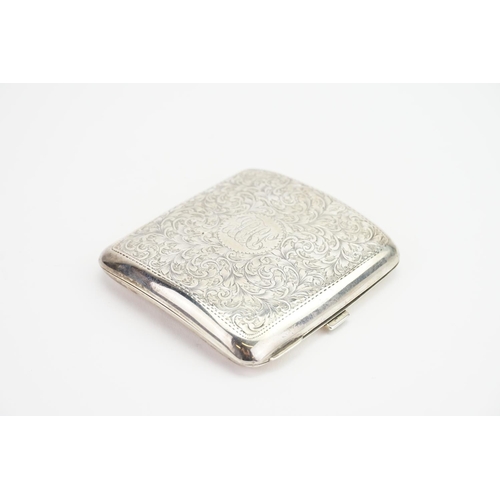 65 - A Victorian Silver engraved Cigarette Case. Weighing: 115 grams.