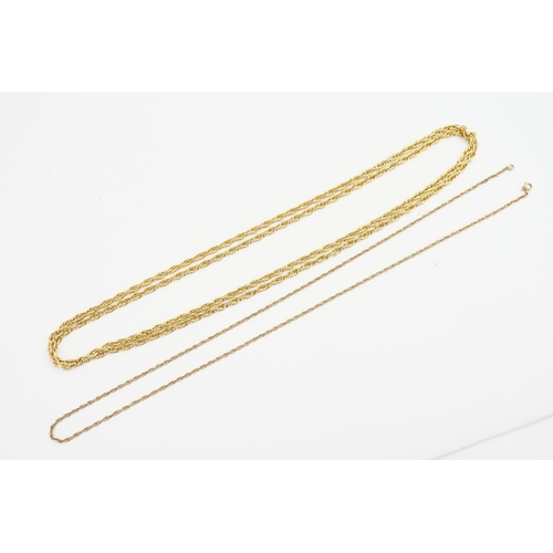 117 - A 9ct Gold Fine Chain Necklace along with one other. Length 62cm.