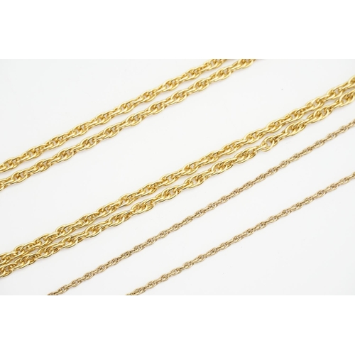 117 - A 9ct Gold Fine Chain Necklace along with one other. Length 62cm.