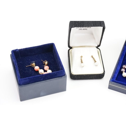 120 - A Pair of Coral Earrings, Pearl Earrings & a 9ct Gold mounted 'Pearl' Necklace. Contained in a Mikim... 