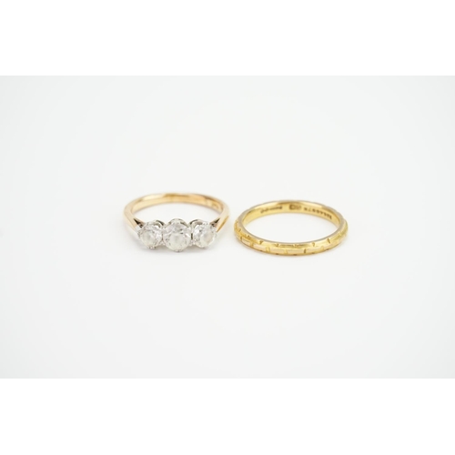 128 - Two 9ct Gold Dress Rings set with paste. Weight 4.4g.