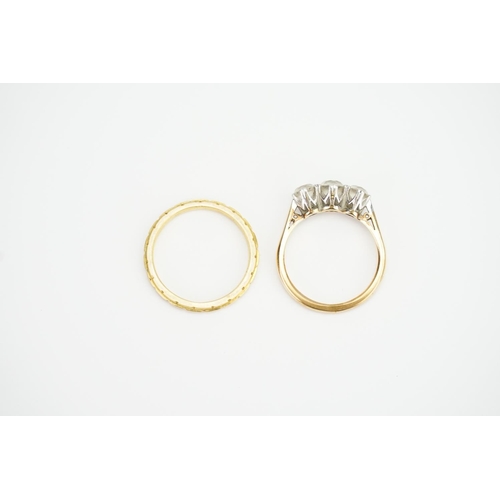 128 - Two 9ct Gold Dress Rings set with paste. Weight 4.4g.