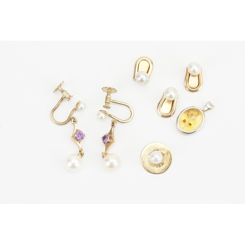 156 - A Pair of 9ct Gold Amethyst and Pearl earrings along with various other items.