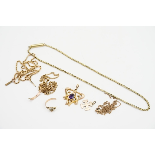 171 - A 9ct Gold Art Nouveau Pendant set with an Amethyst along with other Gold & Chain.