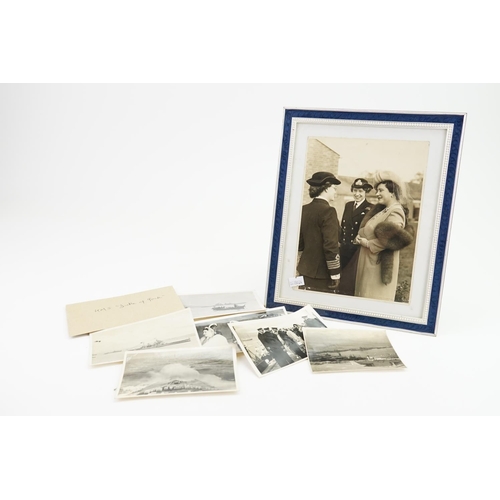 281 - A photograph of Queen Mary with her female naval staff and other family photographs of their visit t... 