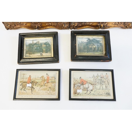 1068 - A Pair of Gainsborough Prints, Hunting Prints & Two Framed Post Cards.