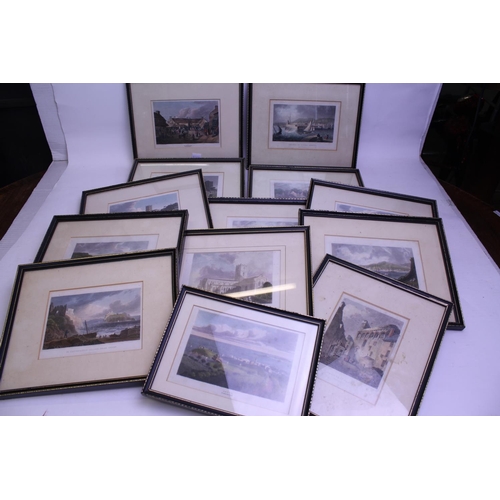 1073 - A Collection of Pembrokeshire Coloured Steel Plate engravings in Hogarth Frames including Tenby, Nar... 