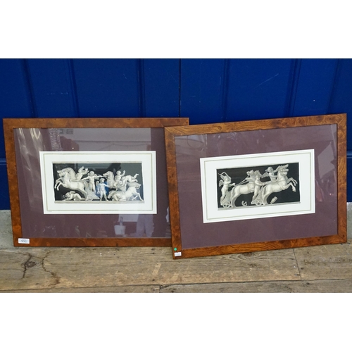 1076 - A Pair of Prints of Pompei Chariot Racers, Framed & Glazed.