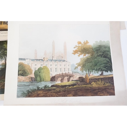 1085 - An 18th Century Coloured Print of the University of Oxford printed for Carrington Bowls along with o... 