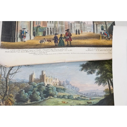 1085 - An 18th Century Coloured Print of the University of Oxford printed for Carrington Bowls along with o... 