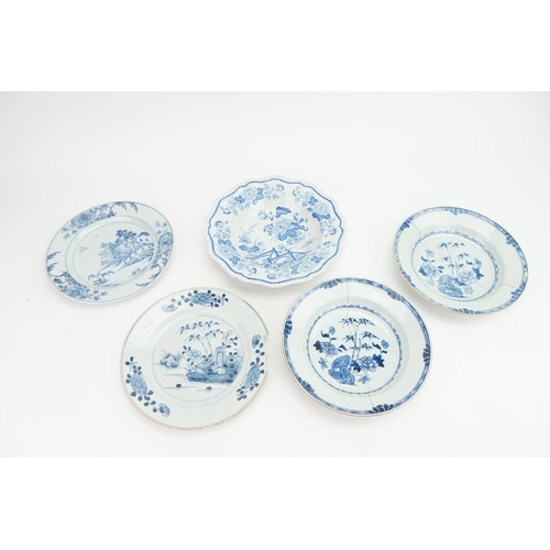 991 - A Collection of Chinese Blue and White decorated plates with various patterns.