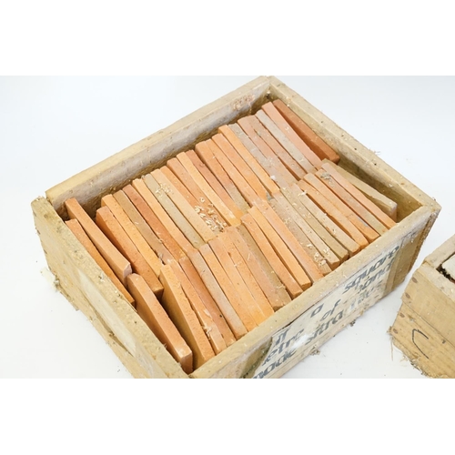 534 - Two Original Wooden Boxes of Terracotta Floor Tiles, Hand made by Sitra.