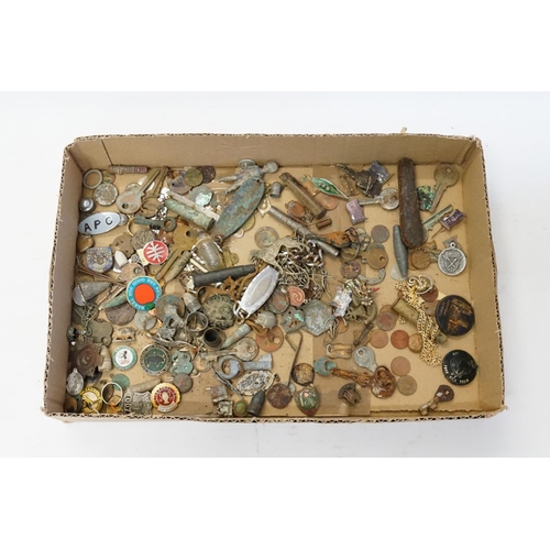 549 - A Collection of Metal Detector finds to include rings, pins, bullets, buttons, etc.