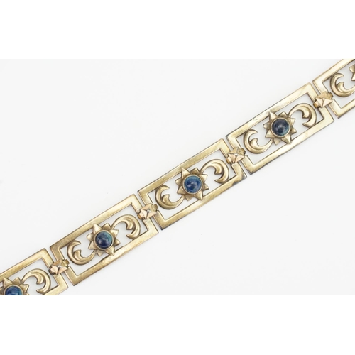 208 - A Silver & 12ct Topped Bracelet with Lapis Lazuli stones.