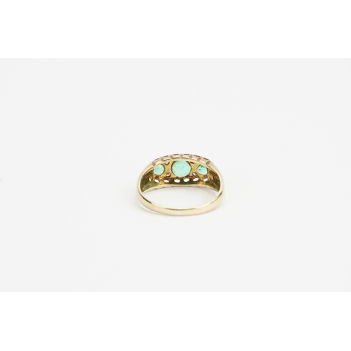 195 - A Beautiful Late 20th Century Ladies 9ct Gold Diamond and Emerald half hoop Ring, Marked London 1990... 