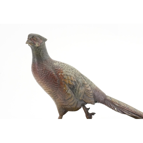 250 - An Art Deco painted spelter table lighter designed as a pheasant.