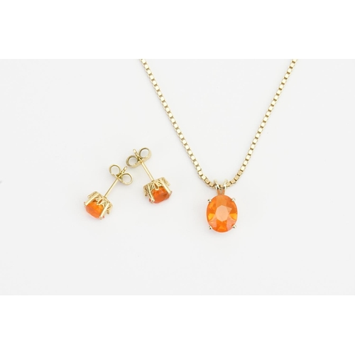 155 - A 14ct Gold Citrine Pendant (1.3g), a (3ct Citrine Size) on a 9ct Gold chain (5.6g), along with a pa... 