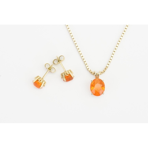 155 - A 14ct Gold Citrine Pendant (1.3g), a (3ct Citrine Size) on a 9ct Gold chain (5.6g), along with a pa... 