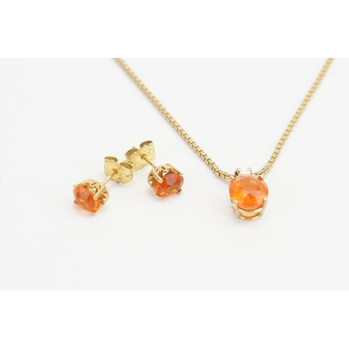 155 - A 14ct Gold Citrine Pendant (1.3g), a (3ct Citrine Size) on a 9ct Gold chain (5.6g), along with a pa... 