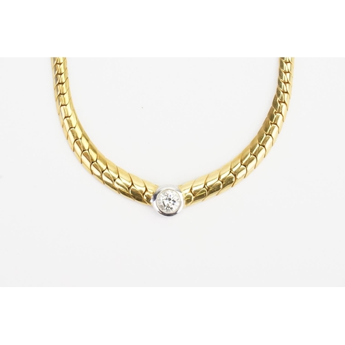 61 - An 18ct Diamond Set Snake shaped Necklace set with a 0.75ct Diamond. Weight approx: 25.4 grams. Leng... 