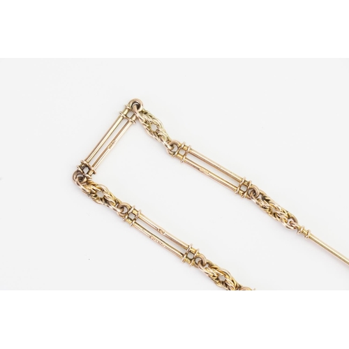 67 - A 9ct Gold Bar and Chain Link Albert Chain. Length approx: 41 cms. Weight: 24.8 grams.