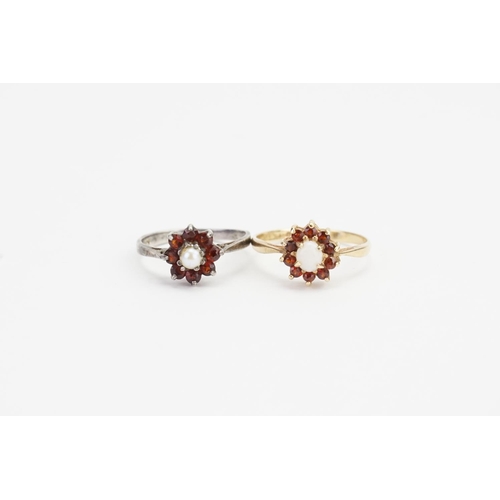 80 - A 9ct Gold Garnet and Opal set Ring. Weight: 1.7 grams, along with a Silver Ring.