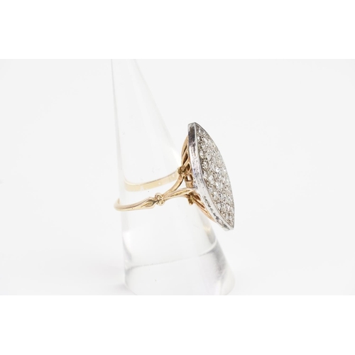 158 - A Marquisate Gold and Silver Top Diamond Ring, set with 40 small Diamonds (0.05ct largest). Set in a... 