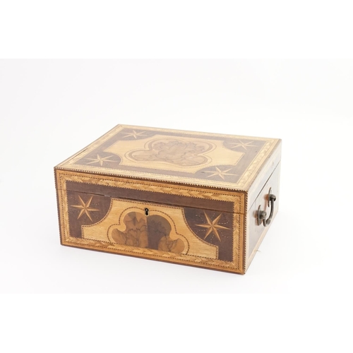 277 - A Rare Georgian Satin Wood Holly Partridge Wood inlaid Needlework Box with fitted interior, Mirror B... 