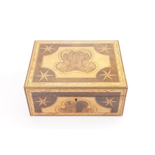 277 - A Rare Georgian Satin Wood Holly Partridge Wood inlaid Needlework Box with fitted interior, Mirror B... 