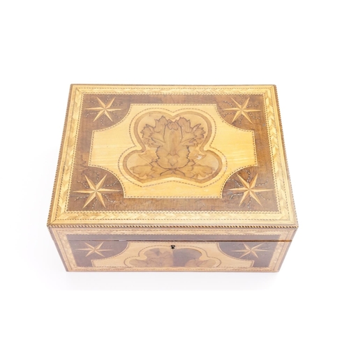 277 - A Rare Georgian Satin Wood Holly Partridge Wood inlaid Needlework Box with fitted interior, Mirror B... 