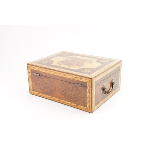 277 - A Rare Georgian Satin Wood Holly Partridge Wood inlaid Needlework Box with fitted interior, Mirror B... 