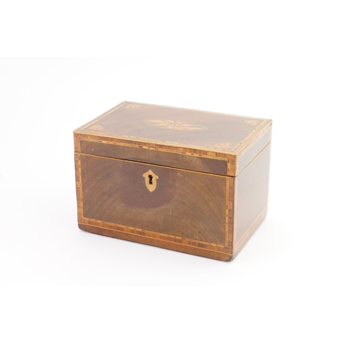 279 - A Georgian Mahogany & inlaid Shell decorated Tea Caddy.