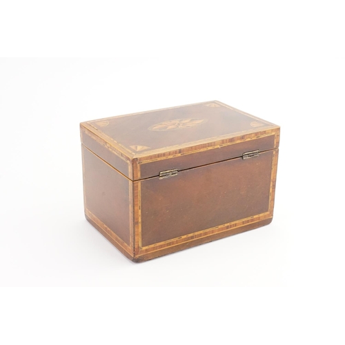 279 - A Georgian Mahogany & inlaid Shell decorated Tea Caddy.