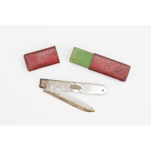 259 - A Regency Mother of Pearl & Silver Handled Fruit Knife in a Moroccan Case.