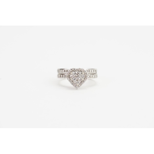 150 - A 14ct White Gold Diamond Wedding Band, set in a Love Heart Formation. Size N. Weight: 7.7 grams.