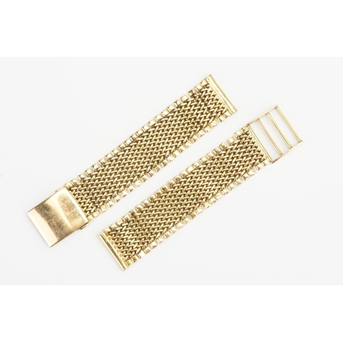 185 - An 18ct Gold Watch Strap in a Mesh Style. Made for a watch size: 17.2mm. Length: 16cms. Weight: 31 g... 