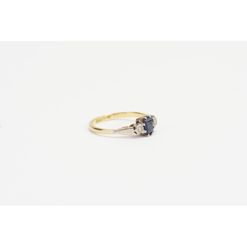 166 - A 18ct Gold & Platinum Sapphire and Diamond Ring. Sapphire size: 0.11ct. Ring size: N. Weight: 2.5 g... 