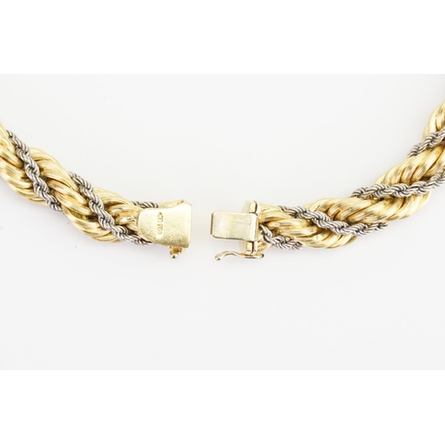 135 - A Lovely 18ct Yellow & White Gold graduated Rope Chain. Length: 45.8cms. Width 9mm-13mm. Yellow Box ... 