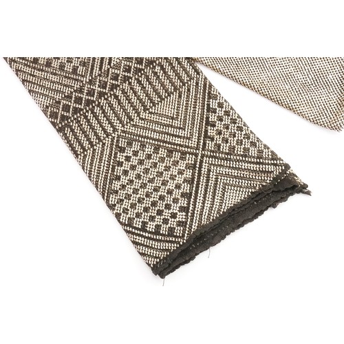 244 - An Indian Geometric Designed and Floral Silver Foil Shawl on a brown Background. Measuring:78x 250cm