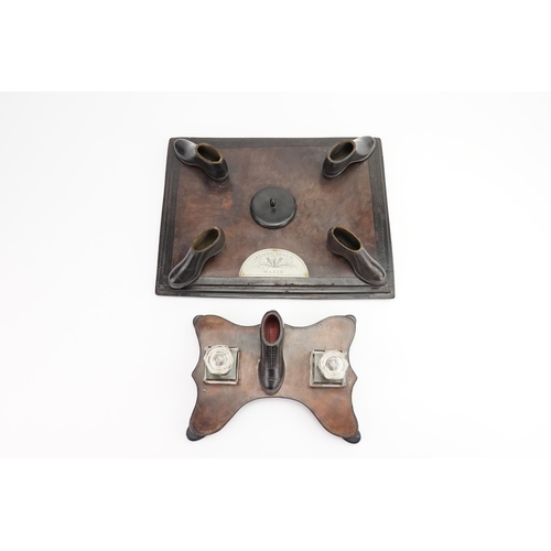 267 - A 19th Century unusual Leather Inkstand by the Scottish Shoemaker James Angus, with a shaped Platfor... 