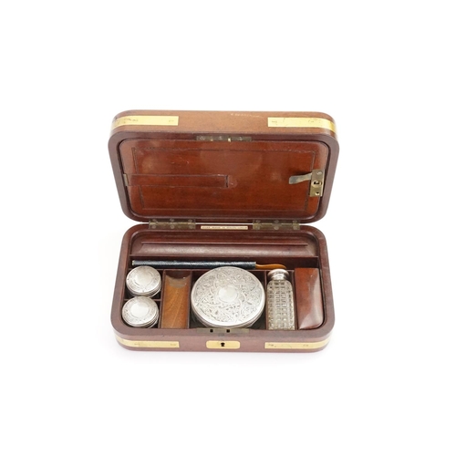 271 - A Lovely Gentleman's Mahogany Cased Travelling Vanity Case fitted with Mounted Bottles, Razors, Mirr... 