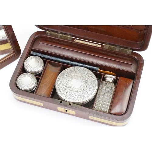 271 - A Lovely Gentleman's Mahogany Cased Travelling Vanity Case fitted with Mounted Bottles, Razors, Mirr... 