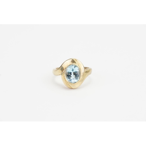 108 - A 9ct Gold Aquamarine Oval cut Ring. Size Q. Weight: 8 grams. Aquamarine size: 2ct.