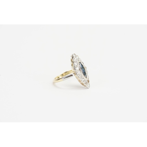 112 - An 18ct Gold and Platinum Topped Sapphire and Diamond Ring. Size H. Weight: 2.8 grams.