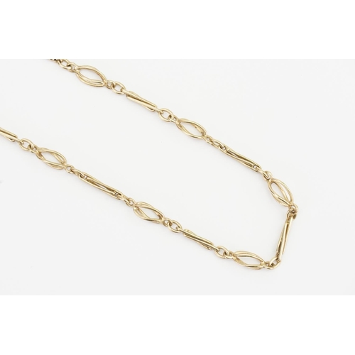 110 - A 9ct Gold Twist and Ball Chain. Length 63cms. Weight: 14 grams.