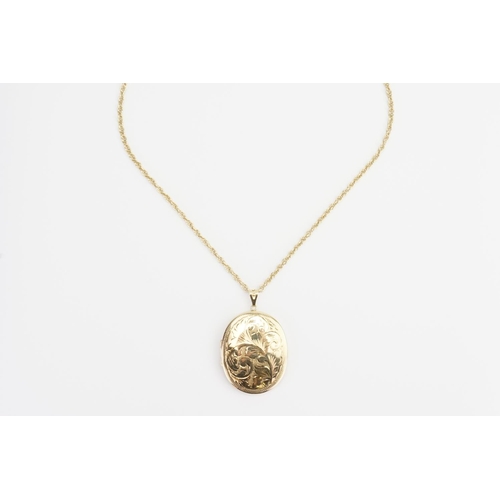 171 - A 1980s 9ct Gold Chain and Locket, marked: ZJ. Locket size: 5cms x 4cms. Chain Length: 60cms. Weighi... 