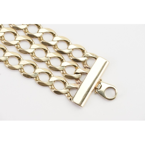 127 - A 9ct Gold Three Strand Bracelet. Weighing: 81.8 grams.